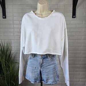 Aerie White Cropped Sweatshirt